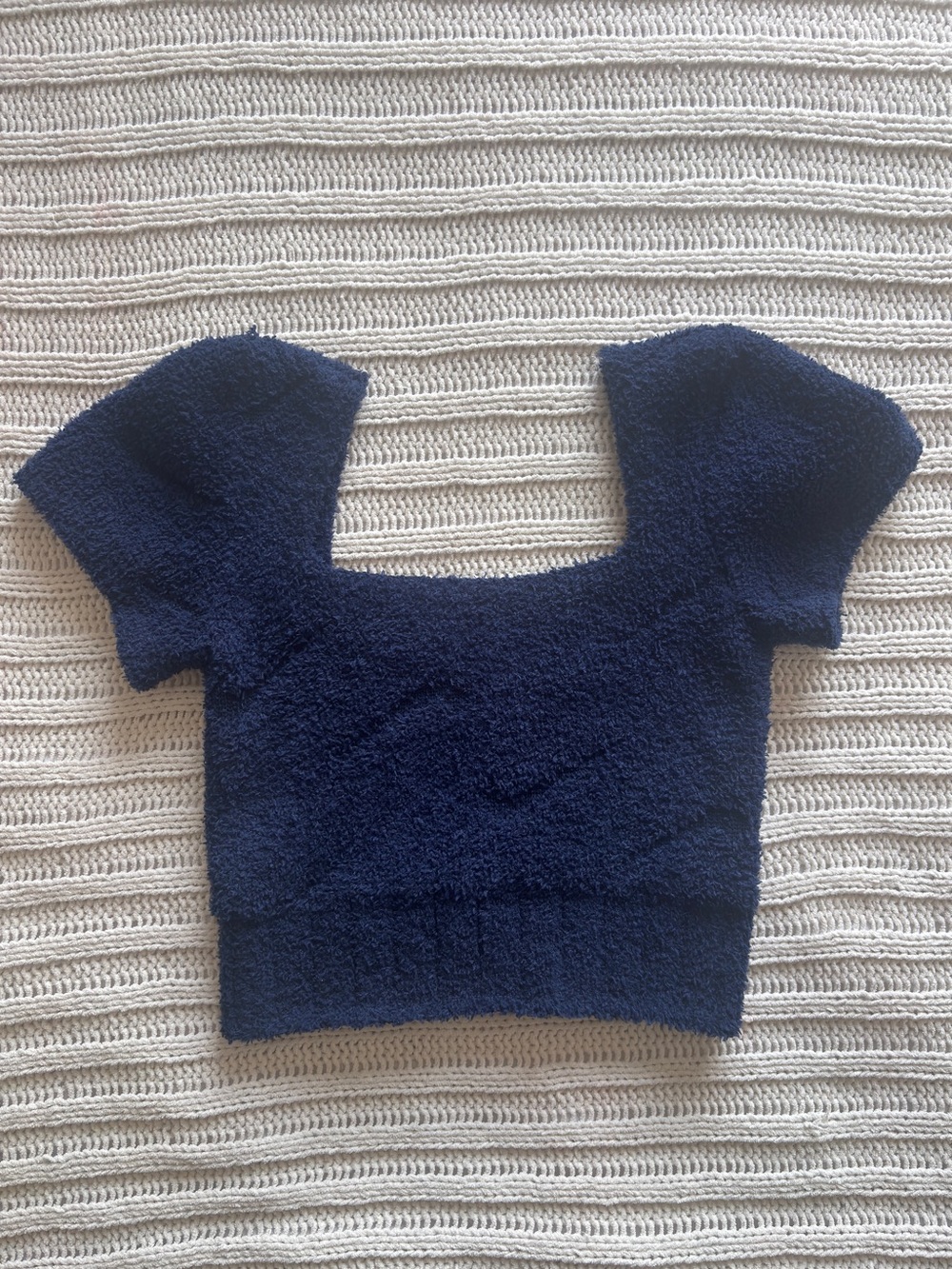 NWT Nike Phoenix Cozy Fuzzy Cropped Top Navy Size Small